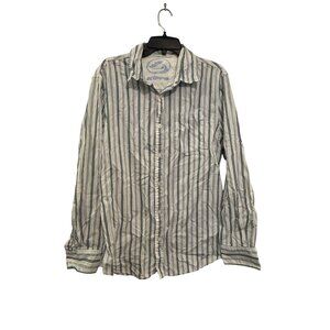 Kirra Mens Striped Button-Up Shirt Medium 100% Cotton Long Sleeve Casual